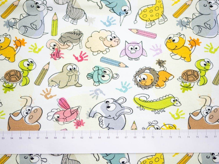 CRAYONS AND ANIMALS - single jersey with elastane TE210