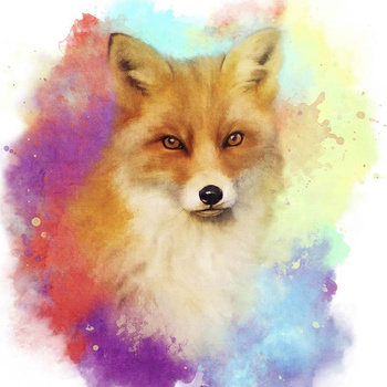 FUCHS / regenbogenfarbig - Paneel 75cm x 80cm