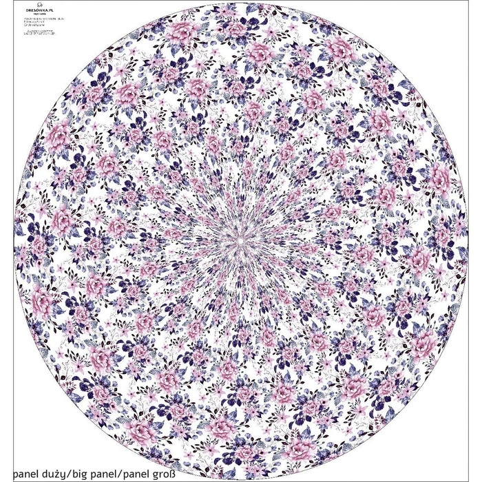 Big circle skirt panel - CREPE - WILD ROSE FLOWERS PAT. 1 (BLOOMING MEADOW) (Very Peri)