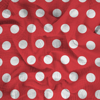 RED POLKA DOTS - Muślin bawełniany