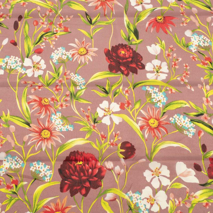FLOWERS ON THE MEADOW pat. 3 / dusky pink - Chiffon