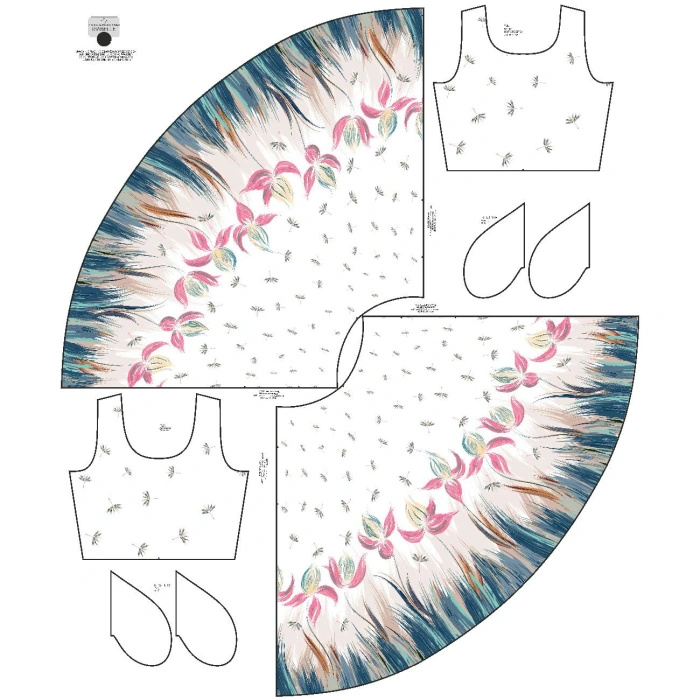 DRESS "ISABELLE" - FLOWERS (pattern no. 4) / white - sewing set L