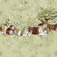 WALD EINHÖRNER ms. 2 / grün - SINGLE JERSEY PANEL