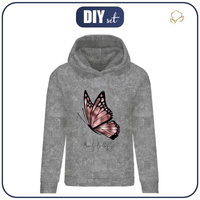 CLASSIC DAMEN HOODIE (POLA) - BEAUTY BUTTERFLY (GLITTER SCHMETTERLINGE) / ACID WASH GRAU - Sommersweat