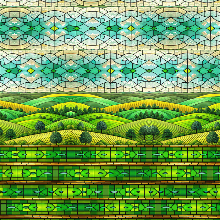Stained Garden wz. 18 - panel (60cm x 50cm)  Potahový velur 