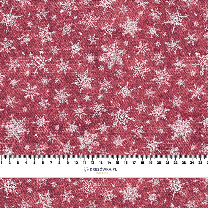 SNOWFLAKES PAT. 2 / ACID WASH MAROON  - Cotton woven fabric