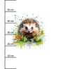 WATERCOLOR HEDGEHOG - PANEL (60cm x 50cm) dzianina drapana z elastanem ITY