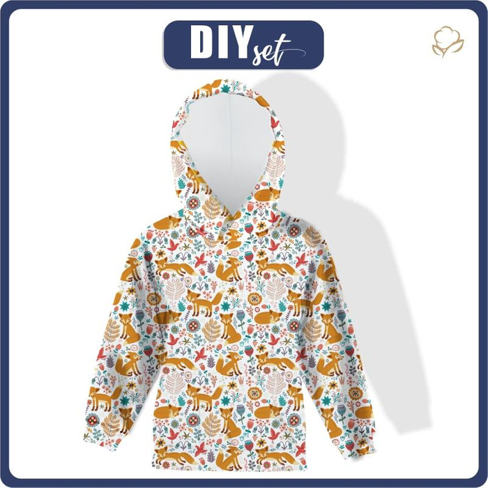 DZIECIĘCA BLUZA Z KAPTUREM - LISKI W LESIE - dzianina pętelkowa (98/104)