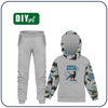 Children's tracksuit (OSLO) - DINO SIGHT / M-01 melange light grey - looped knit fabric 