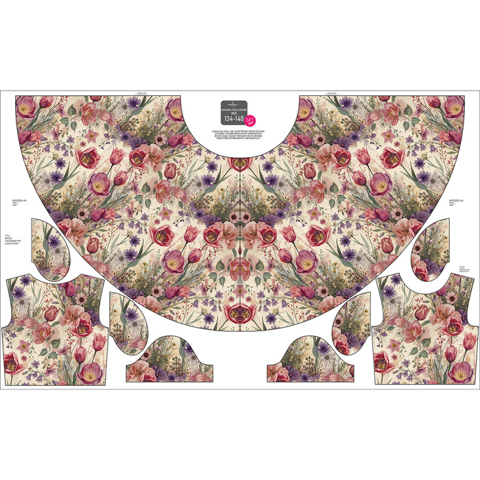 Dziecięca sukienka “Mia” (110/116) - PASTEL FLOWERS WZ. 30 - zestaw do uszycia