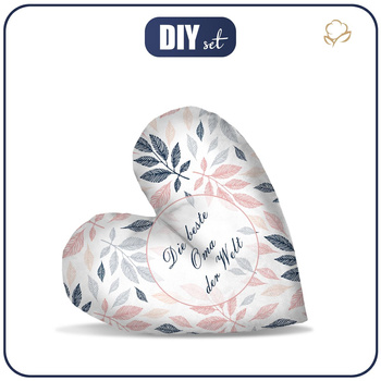 OZDOBNÝ POLŠTÁŘ SRDCE - Die beste Oma der Welt / PASTELOVÉ LISTÍ