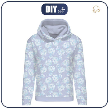CLASSIC WOMEN’S HOODIE (POLA) - ICE FLOWERS (ENCHANTED WINTER) - looped knit fabric