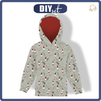 KID'S HOODIE (ALEX) - DWARFS AND FERN (FOREST DWARFS) /LIGHT KHAKI - sewing set