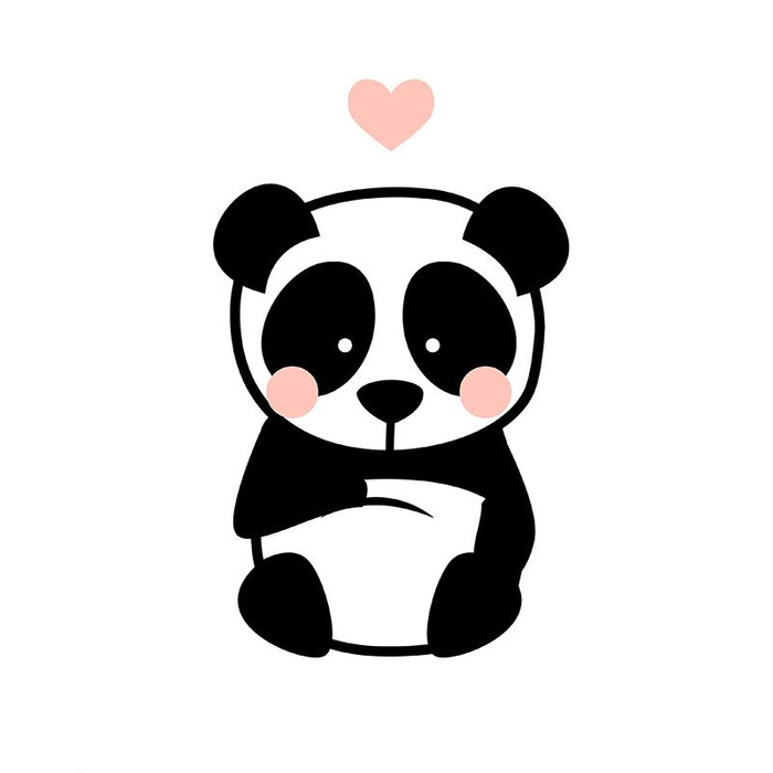 PANDA / PALE PINK size "S" 30x45 cm - white (front)