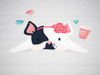 Dog with headband (J'adore Paris) / peach - panel single jersey TE210