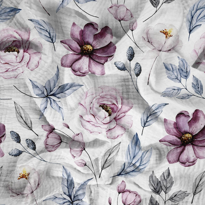 WATERCOLOR BOUQUET Pat. 1 - Cotton muslin