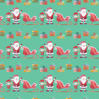 SANTA AND SLEIGH (CHRISTMAS FRIENDS) - Cotton woven fabric
