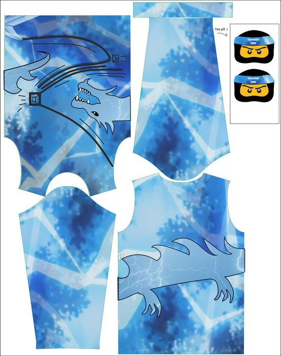 LONGSLEEVE - MODRÝ  NINJA - single jersey (146/152)