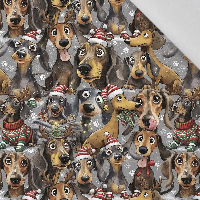 DOGS WZ. 1 / CHRISTMAS - viscose woven fabric