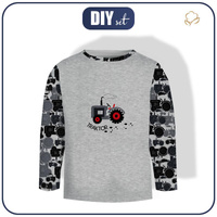 LONGSLEEVE - TRAKTOR ŠEDÝ / Melír světle šedý - single jersey (86/92)