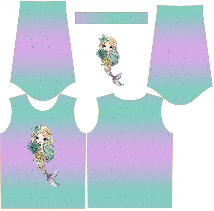 Longsleeve - MERMAIDS AND PINEAPPLES wz.2 - single jersey (122/128)