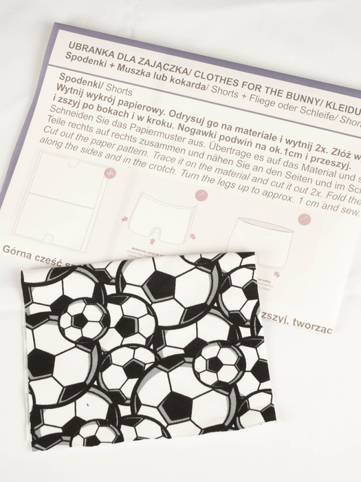 SHORTS + BOW TIE FOR BUNNY - FOOTBALLS - sewing set