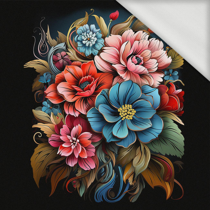 BOUQUET OF FLOWERS WZ.1 - panel (75cm x 80cm) looped knit fabric with elastane ITY