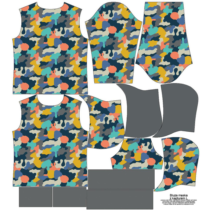 HERREN HOODIE (COLORADO) - CAMOUFLAGE BUNT Ms. 2 - Nähset XL