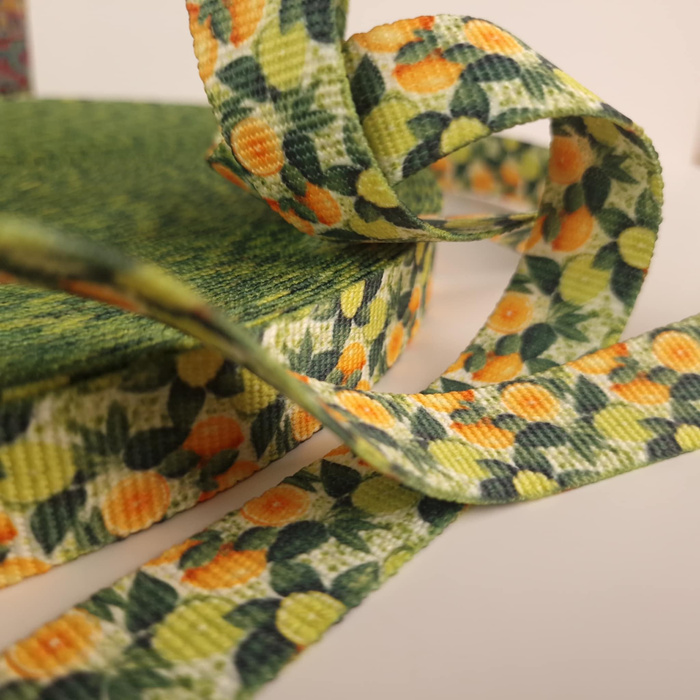 Bedrucktes Gurtband 25 mm - Tutti Frutti wz. 11 / lime creame