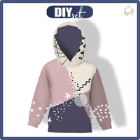 KID'S HOODIE (ALEX) - COLOR BLOCK pat. 2 - looped knit fabric (86/92)