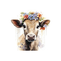 WATERCOLOR COW - PANEL (60cm x 50cm) Panama 220g