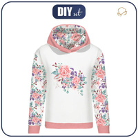 CLASSIC WOMEN’S HOODIE (POLA) - WILD ROSE FLOWERS PAT. 1 (BLOOMING MEADOW) - looped knit fabric