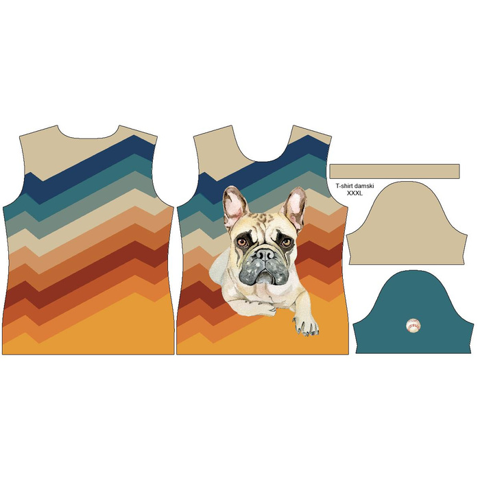 DÁMSKÉ TRIČKO - BULDOK / pruhy- single jersey XXL