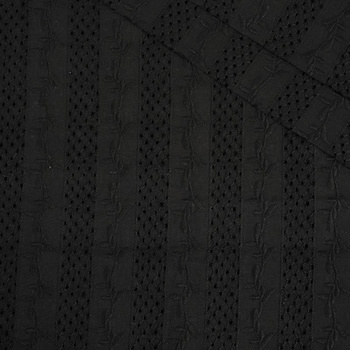 TWIGS / black - Embroidered cotton fabric