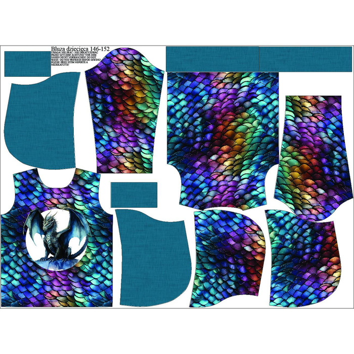 KINDER HOODIE (ALEX) - dragon rainbow - Nähset