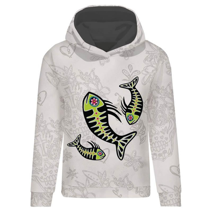 CLASSIC WOMEN’S HOODIE (POLA) - FISH BRUNO (DIA DE LOS MUERTOS) - looped knit fabric 