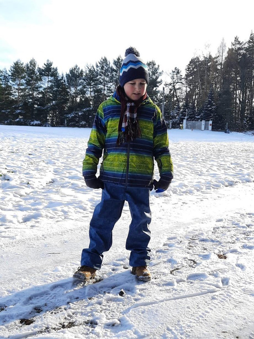 CHILDREN'S SOFTSHELL TROUSERS (YETI) - WATERCOLOR GALAXY PAT. 8 - sewing set (134/140)