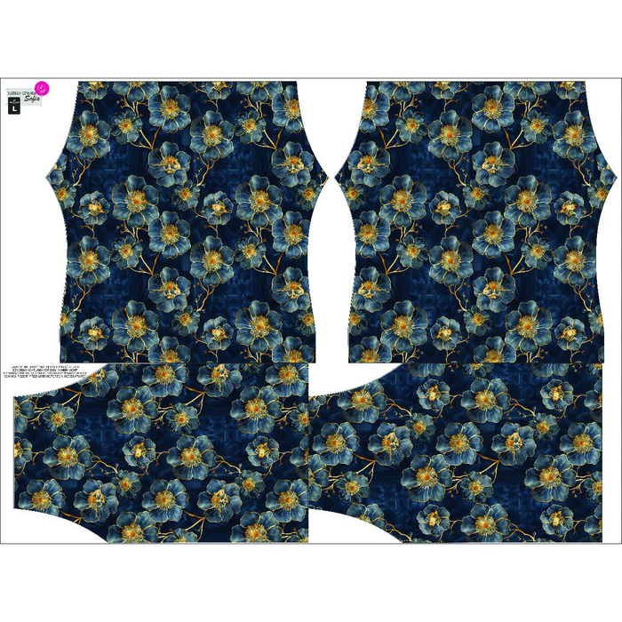 Bluzka hiszpanka (SOFIA) - FLOWERS wz. 20- zestaw do uszycia L