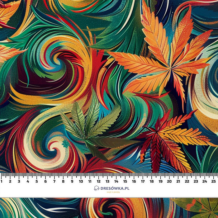 Hemp leaves WZ. 1  - Tkanina na ubrusy