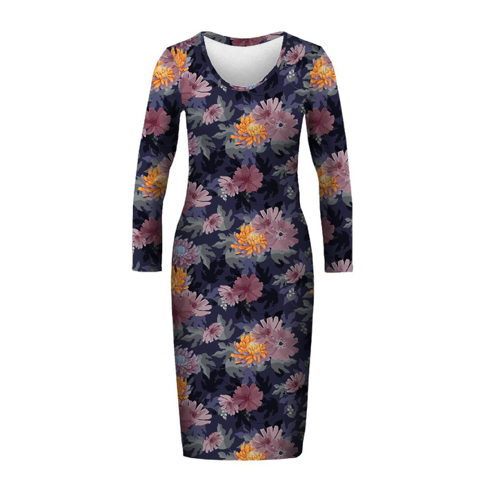 PENCIL DRESS (ALISA) - FLORAL AUTUMN PAT. 4 - sewing set M