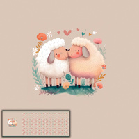 SHEEP IN LOVE - panoramisches Paneel  Softshell (60cm x 140cm)