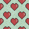 HEARTS (retro) / mint - Cotton woven fabric
