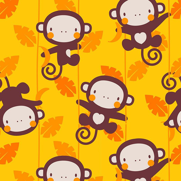 MONKEY GROVE / yellow  - Waterproof woven fabric