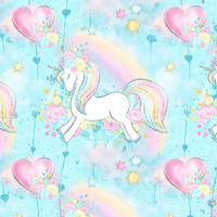 UNICORNS AND RAINBOW  pat. 1 (WONDERLAND) - Cotton woven fabric