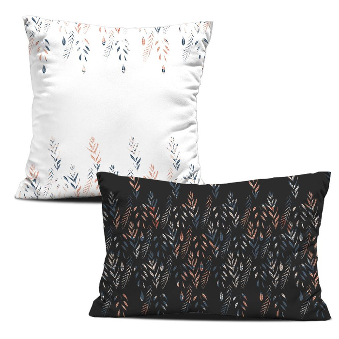 DEKO-KOPFKISSEN - BLÄTTER M. 3 / SCHWARZ