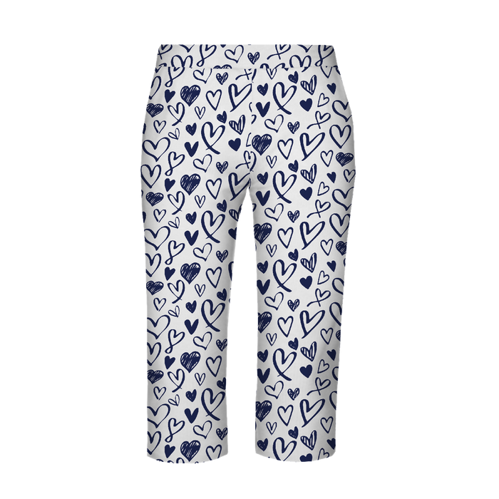 Pajamas - cropped pants -  HEARTS / navy - XXXXL