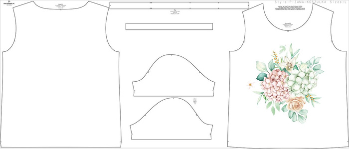 PYJAMAS-T-SHIRT - Hortensien / weiß - L