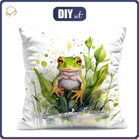 POLŠTÁŘ 45x45 - WATERCOLOR FROG - Bavlněná tkanina - Sada šití