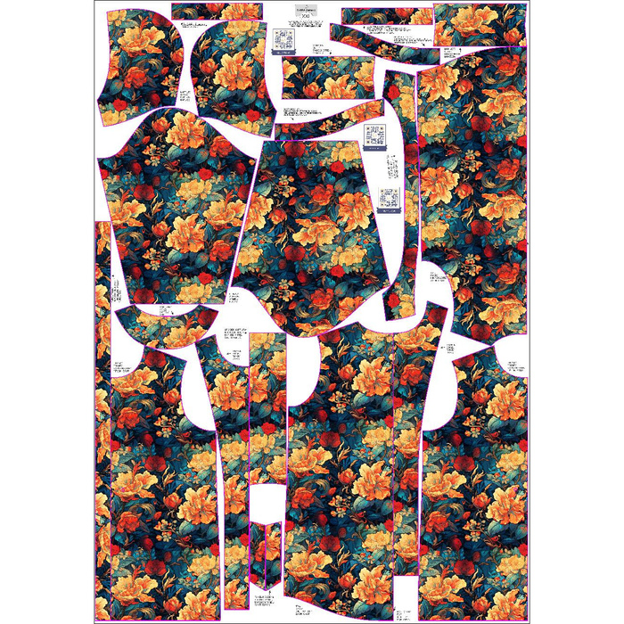 WOMEN'S PARKA (ANNA) - VINTAGE CHINESE FLOWERS PAT. 4 - sewing set M