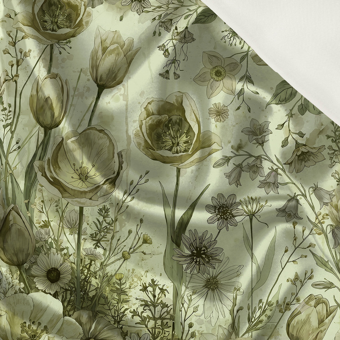 PASTEL FLOWERS WZ. 30 / lime cream - satén